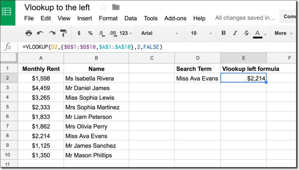 How To Vlookup Google Sheets