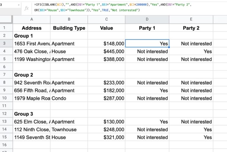 IFS Function In Google Sheets