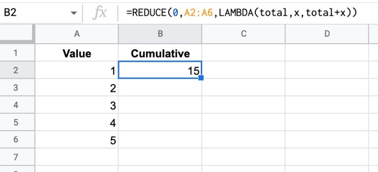 Reduce Function in Google Sheets - Lambda helper function